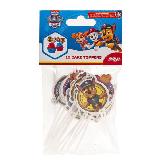 dekora - Set für Cupcakes und Muffin Deko Geburtstag - Paw Patrol Cupcake Topper aus Papier - 16 Stück in 8 verschiedenen Designs (Packung mit 2)