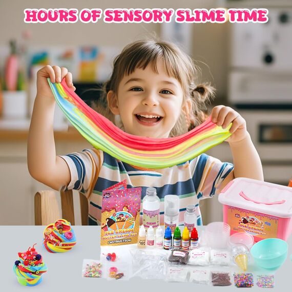 Funewest Schleim Selber Machen Set, Rosa Slime Set, DIY Schleim Kinder, Kreative Weihnachten Geburtstag Party Geschenk Mädchen 6-12 Jahre