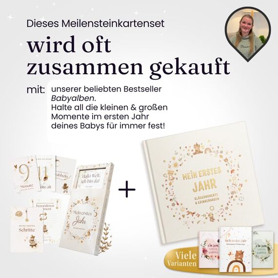 EULENTALER® 48 Meilensteinkarten Baby I Scandi Stil I Von Pädagogen gestaltet I Handgemalte Illustrationen I Monatskarten für Meilensteine als Geschenk zur Geburt & Babyparty