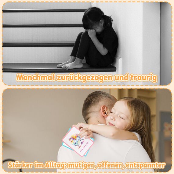 Giftota Affirmationskarten für Kinder - 48 Affirmationskarten inkl. Kartenständer aus Holz - Positive Positive Affirmationen für für Selbstbewusstsein, Mut und Lebensfreude - Süße Tier Stil