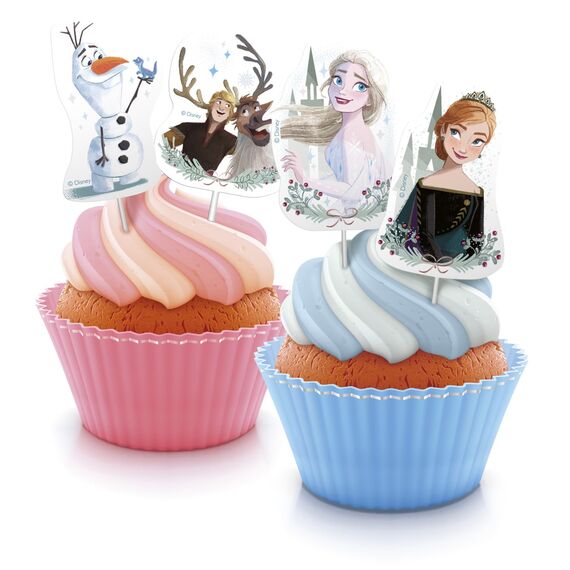 dekora - Set für Cupcakes und Muffin Deko Geburtstag - Die Eiskönigin Cupcake Topper aus Papier - 16 Stück in 8 verschiedenen Designs