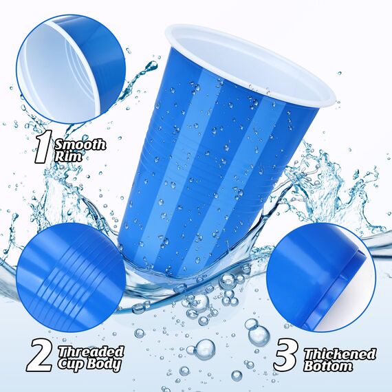 Spyrtb Bierpong Becher Set, Beer Pong Becher, 40 Beerpong Becher(500ML) +12 Tischtennisbälle, Wiederverwendbare, Red Cups Für Party Trinkspiele Camping Geburtstag Hochzeit