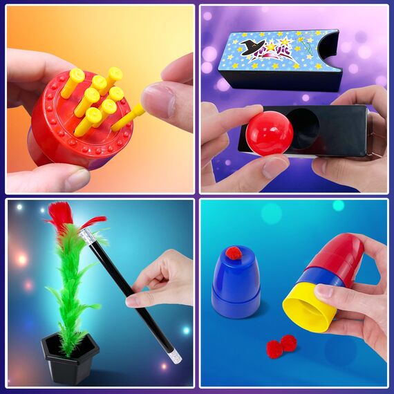 Heyzeibo Zauberkasten - Zaubertricks Set für Kinder mit Zauberstab, Neuheit Magie Requisiten Zauber Tricks Geburtstag Geschenk für Magier Junge Mädchen