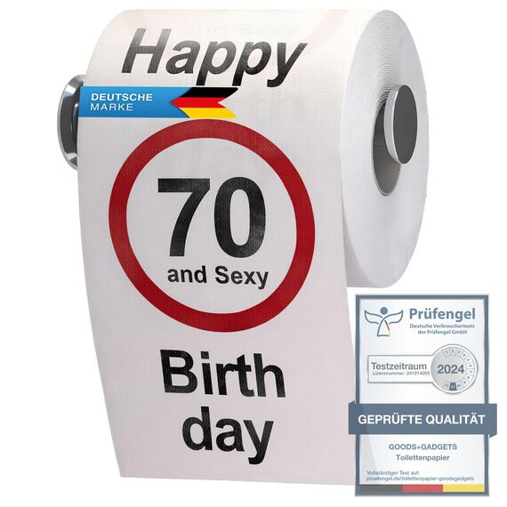 GOODS+GADGETS Lustiges Fun Klopapier zum 70. Geburtstag Toilettenpapier Geschenkartikel Geburtstags-Dekoration 70 und Sexy!