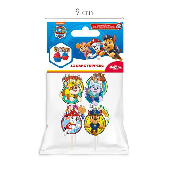 dekora - Set für Cupcakes und Muffin Deko Geburtstag - Paw Patrol Cupcake Topper aus Papier - 16 Stück in 8 verschiedenen Designs (Packung mit 2)