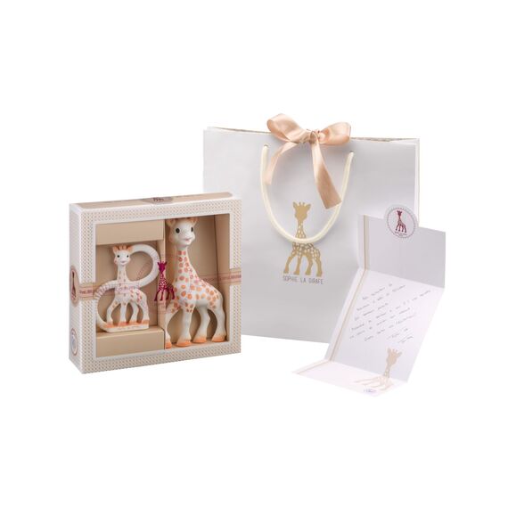 Sophie la Girafe – Geschenkbox zur Geburt + Beißring – 100 % Naturkautschuk – Aktivitätsset für Kinder – Frühes Lernspielzeug