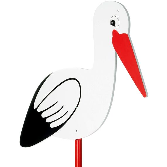 BRUBAKER Großer Storch aus Holz - Klapperstorch zum Stecken für Innen und Außen - Geburt Babystorch für Draußen - Geburtsgeschenk Holzstorch 100 cm groß, beidseitig bedruckt