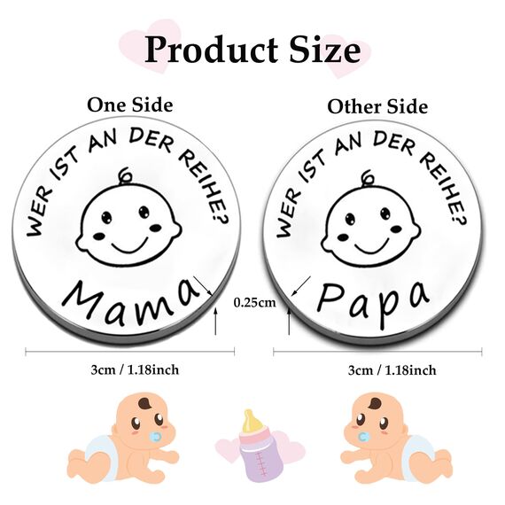 Lustige Entscheidungsmünze für neue Eltern Neue Papa Mama Geschenke Entscheidungsmünze,Taufgeschenke für mädchen jungen,Neue Eltern Geschenk um eine Entscheidung zu treffen (Silber)