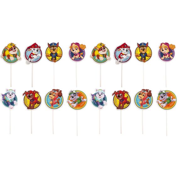 dekora - Set für Cupcakes und Muffin Deko Geburtstag - Paw Patrol Cupcake Topper aus Papier - 16 Stück in 8 verschiedenen Designs (Packung mit 2)