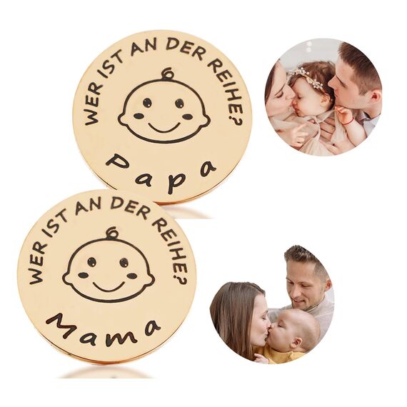Lustige Entscheidungsmünze für neue Eltern Neue Papa Mama Geschenke Entscheidungsmünze,Taufgeschenke für mädchen jungen,Neue Eltern Geschenk um eine Entscheidung zu treffen (Roségold)