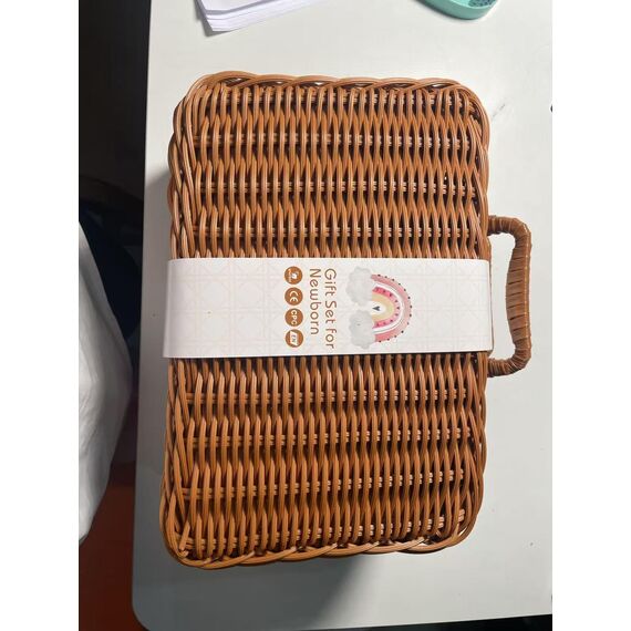 Neugeborenen Geschenk, 7-in-1Baby Geschenkset für Jungen Mädchen: Baby Decke,Schmusetuch, Holzrassel mit Elefant, Lätzchen,Socken in Geschenkbox|Baby Geburt Geschenk, Babyparty Idee-Beige