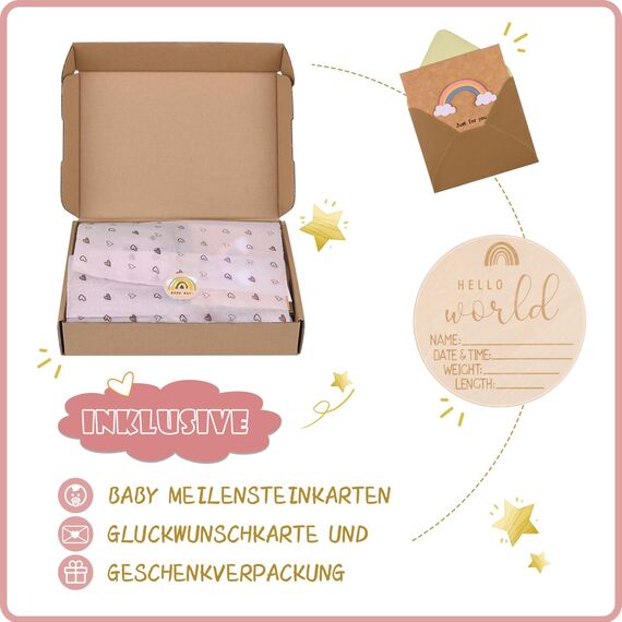 LAFERKA Baby Geschenk | Personalisierte Geschenke Zur Geburt für Mädchen | Schmusetuch Babyparty Beschenk Geschenkset