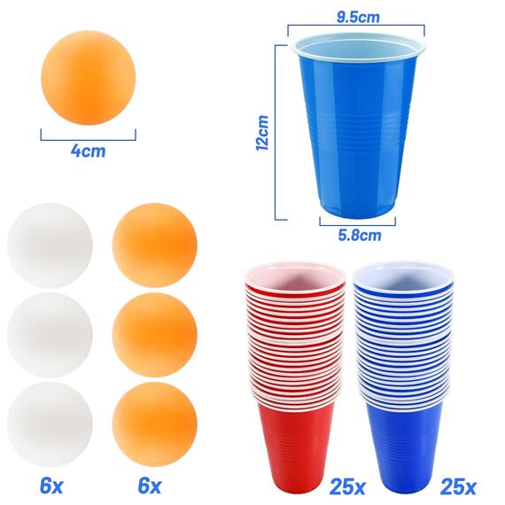 Litimkat Bierpong Becher Set,Beerpong Partybecher Enthält 50 Becher (500ML) und 12 Tischtennisbälle,mehrwegbecher,Für Party Trinkspiele,Party Geburtstag Festivals Hochzeit Camping