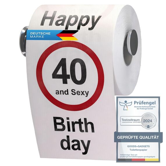 GOODS+GADGETS Lustiges Fun Klopapier zum 40. Geburtstag Toilettenpapier Geschenkartikel Geburtstags-Dekoration 40 und Sexy!