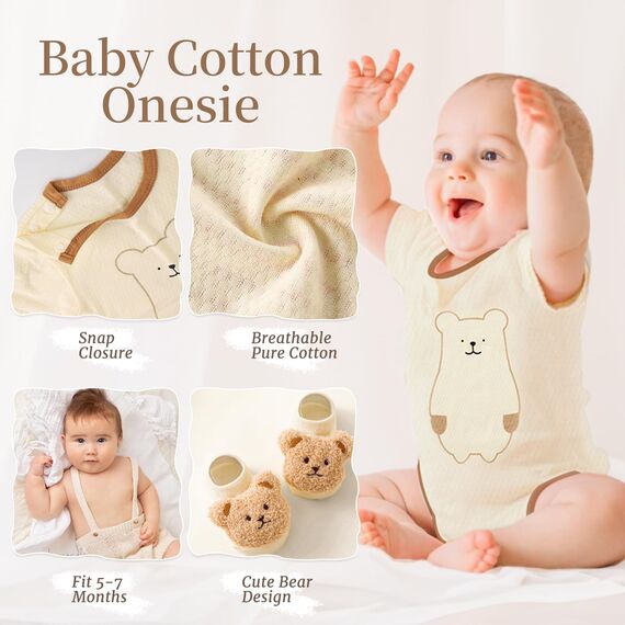 vamei Baby Geschenk Jungen, Neugeborenen Geschenk Babygeschenke zur Geburt Junge Mädchen mit Baby Strampler Badetücher Lätzchen Socken Rassel Erinnerungsbox Grußkarten Baby Shower Party