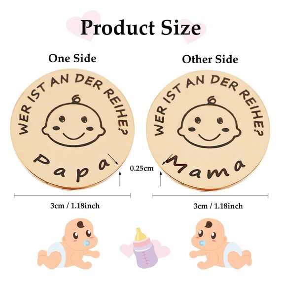 Lustige Entscheidungsmünze für neue Eltern Neue Papa Mama Geschenke Entscheidungsmünze,Taufgeschenke für mädchen jungen,Neue Eltern Geschenk um eine Entscheidung zu treffen (Roségold)