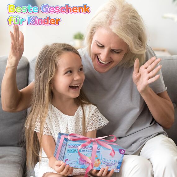 Thedttoy Crystal Slime Set, 500 ml DIY Clear Schleim Kinder Set mit 26 Add-Ins, Schleim Selber Machen Set, Sensorisches Slime Spielzeug Geschenk für Kinderparty, Geburtstag, Ostern, Neujahr