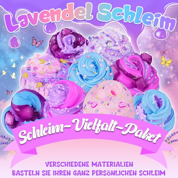 LAWOHO 6 Stück Lavendel Lila Slime Set - Fluffy Cloud Wolkenschleim, Clear Slime & Butter Schleim für Kinder, Mitgebsel Kindergeburtstag Schleim, Halloween Weihnachten Geschenk für Mädchen, Jungen