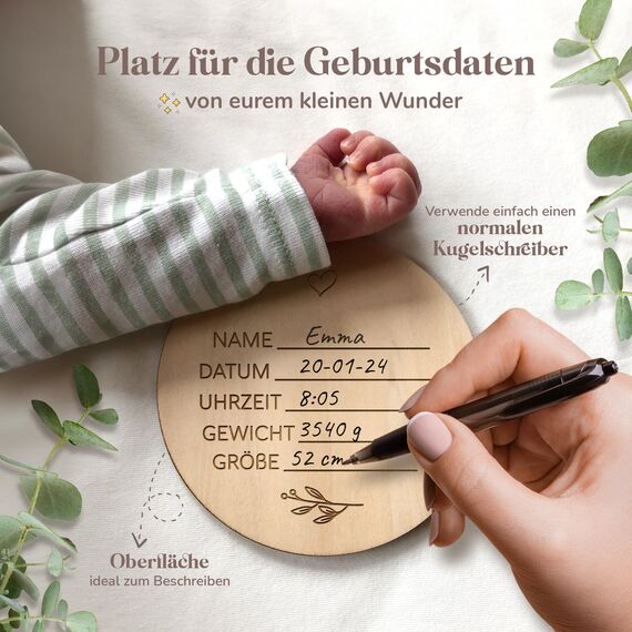 Holz Meilensteinkarten Baby auf deutsch - 30 Meilensteine auf edlen Holzscheiben als Geschenk zur Geburt/zur Babyparty für Schwangere, werdende Mütter, werdende Eltern. (Packung mit 2)