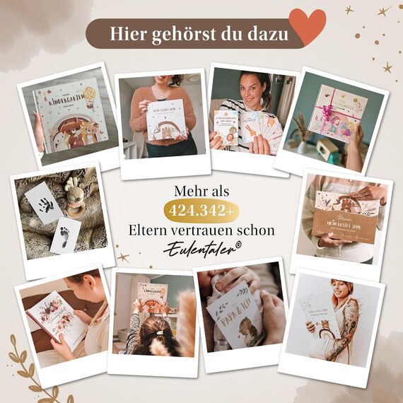 EULENTALER® Meilensteinkarten Baby I Das Original I Von Pädagogen gestaltet I Mit handgemalten Boho Illustrationen I Monatskarten mit beschreibaren Rückseiten I 48 Karten mit Box "Mein erstes Jahr"