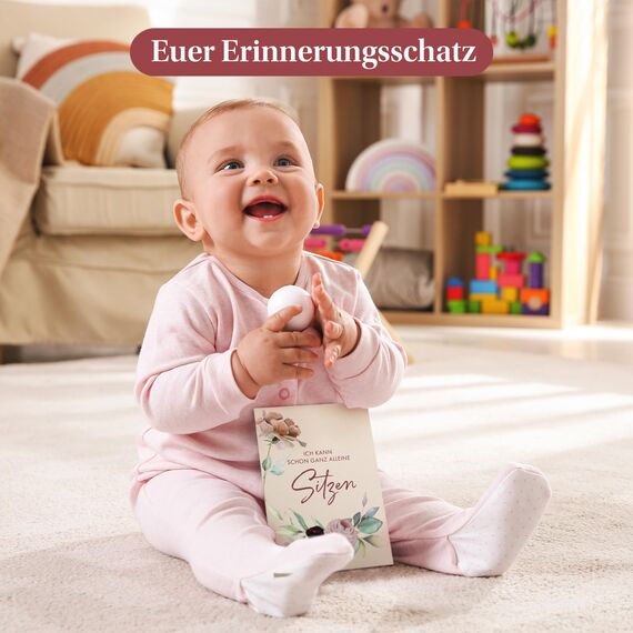 EULENTALER® Meilensteinkarten Baby I Von Pädagogen gestaltet I Meilensteinkarte Set als Geschenk zur Geburt I 48 Karten Inkl. Geschenkbox für Mädchen I Mein erstes Jahr mit allen Meilensteinen