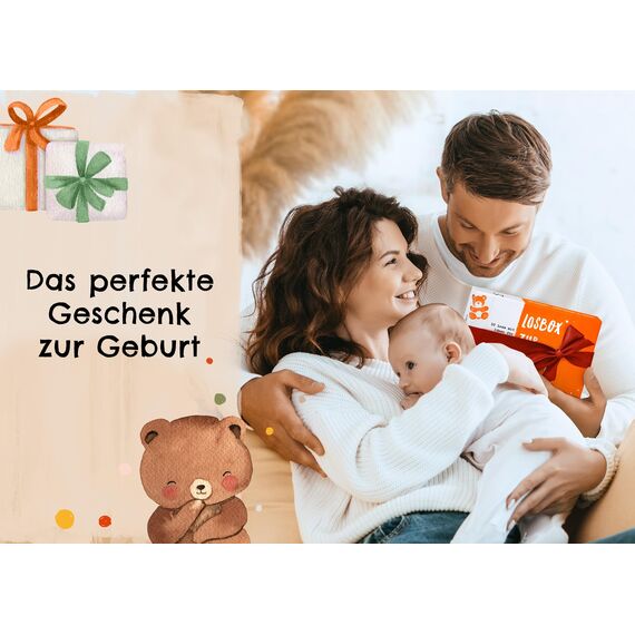 Losbox zur Geburt - Das Geschenk zur Geburt für Mama, Papa & Baby I 50 Lose mit wundervollen Ideen für das erste Jahr I Geschenk zur Geburt für Mädchen & Jungen und Geschenkidee für werdende Eltern