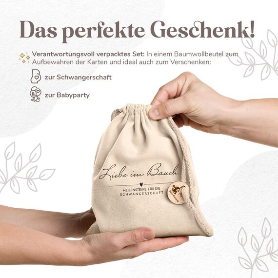 Holz Meilensteinkarten Schwangerschaft auf deutsch - 30 Meilensteine auf edlen Holzscheiben als Geschenk für Schwangere, werdende Mütter, werdende Eltern. Schwangerschaft verkünden, Momente teilen.