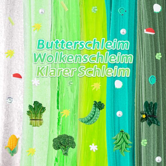LAWOHO 6 Stück Farbverlauf Grünem Slime Set enthält Fluffy Cloud Wolkenschleim, Clear Slime & Butter Schleim, Schleim Kinder Party Geschenk, Geburtstag Weihnachten Geschenk für Mädchen, Jungen(Gemüse)