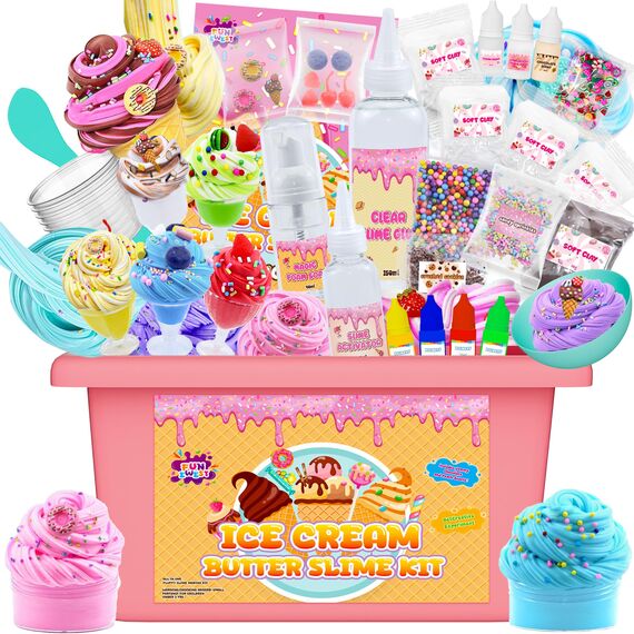 Funewest Schleim Selber Machen Set, Rosa Slime Set, DIY Schleim Kinder, Kreative Weihnachten Geburtstag Party Geschenk Mädchen 6-12 Jahre