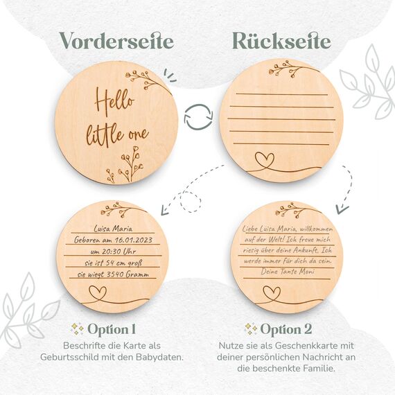 Mikito Baby Geschenk Junge & Mädchen/Neugeborenen Geschenk mit Musselin Schnuffeltuch + Beißring + Lätzchen + Baby Holzschild/Geschenk zur Geburt