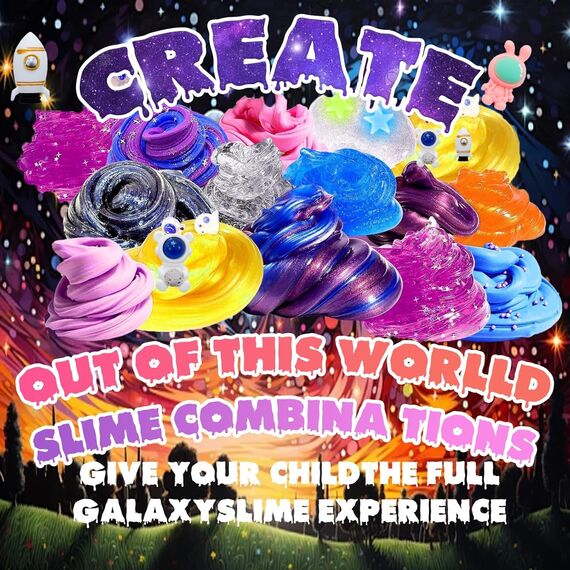 Funewest Schleim Selber Machen Set, Galaxy Slime Set, DIY Schleim Kinder, Kreative Weihnachten Geburtstag Party Geschenk Mädchen 6-12 jahre