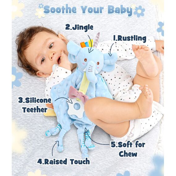 Baby Geschenk Jungen Mädchen Neugeborenen Geschenke zur Geburt mit Schmusetuch/Baby Strampler/Socken/Musselin Decke/Rassel Windeltorte Geschenkbox Baby Shower Party Gender Reveal Geschenk (Blau)