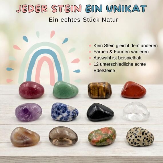 SoSi 12 Glückssteine, 2-3cm, Mitgebselstein, Mitbringsel, Give Away, Glücksbringer, Kindergeburtstag, Gastgeschenk, Kindergarten, Taufe, Kommunion, Einschulung