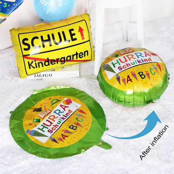 Einschulung Deko Set Mädchen - Rosa Schulkind Banner, Zuckertüte Folienballon, Schulanfang Latex Ballons für Schuleinführung