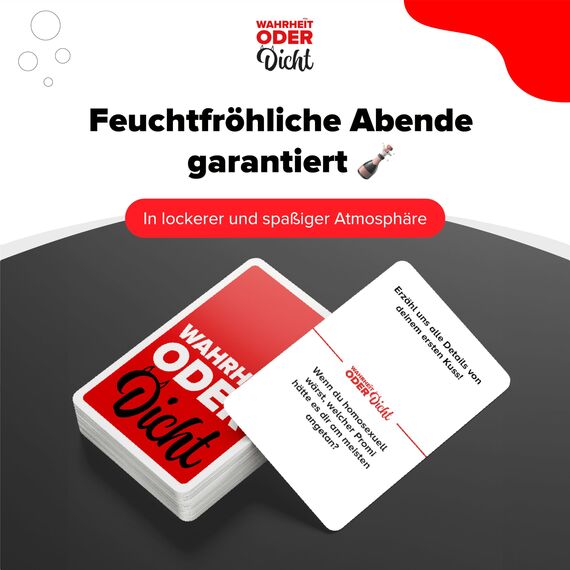 TIPSI Wahrheit oder Dicht Trinkspiel – Partyspiel, Kartenspiel, Saufspiel - Alkohol Geschenke zum Geburtstag – Lustige Spiele für Erwachsene ab 18 - Wahrheit oder Pflicht