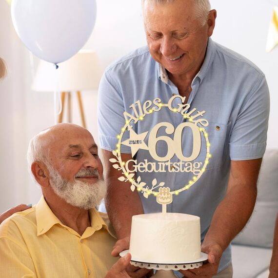 Giftota LED Holz Cake Topper für 21. Geburtstag - Tortendeko und Kuchen Deko für Jungen und Mädchen
