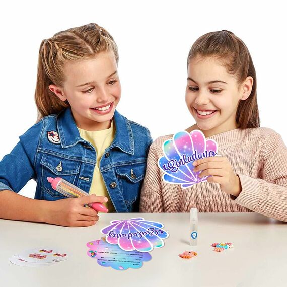 Elektheim 12 Stück Meerjungfrau EINLADUNGSKARTEN， Kinder Kreative Kunsthandwerk EINLADUNGSKARTEN für Mädchen Jungen Kinder zum GEBURTSTAG Einschulung und KINDERPARTY