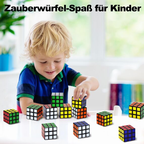 Willingood Mini Zauberwürfel Set, 12 Stück 3 * 3 * 3cm Magic Würfel Party Mitgebsel Kindergeburtstag Gastgeschenke für Weihnachten Reisespiele Geburtstag Mädchen und Jungen Klein Magic Cube
