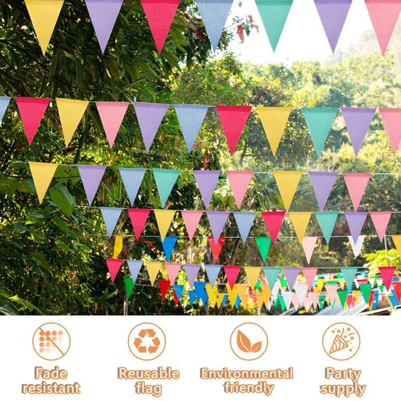 Alintor Wimpelkette Outdoor, 5 Pack Girlande Geburtstag, Einschulung Deko, Wimpelkette Outdoor Wetterfest, für Deko Gartenparty, Regenbogen Deko, Luftschlangen (Kein Stoffbeutel enthalten)