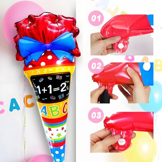 JJJZAMZ SCHULKIND 2025 Mädchen Einschulung Deko, Schulkind Banner + Schultüte Luftballons + 20 Einschulung Latex Luftballons + 13 Stück Tortendeko Einschulung,Verwendung für Schulkind Deko Schulanfang