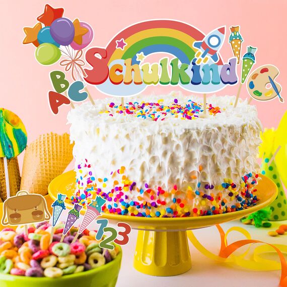 20 Stück Schulanfang Tortendeko, Tortendeko Einschulung Deko, Schultüte Schuleinführung Deko Cupcake Topper für Schulkind, Junge und Mädchen Einschulung Deko