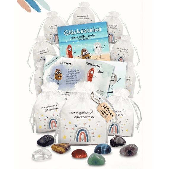 SoSi 12 Glückssteine, 2-3cm, Mitgebselstein, Mitbringsel, Give Away, Glücksbringer, Kindergeburtstag, Gastgeschenk, Kindergarten, Taufe, Kommunion, Einschulung