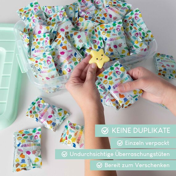BONNYCO Mochi Squishy Set Mitgebsel Kindergeburtstag Gastgeschenke, 80 Stück Kleine Geschenke für Kinder. Mitbringsel Kindergeburtstag Gastgeschenk, Pinata Füllung. Give Aways, Einschulung Set
