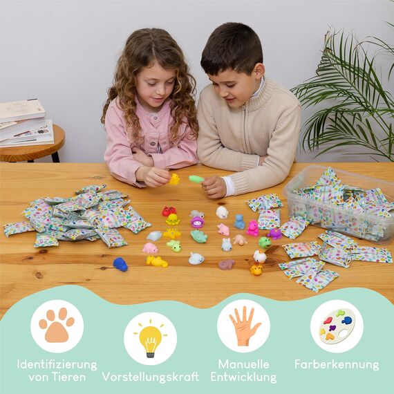 BONNYCO Mochi Squishy Set Mitgebsel Kindergeburtstag Gastgeschenke, 80 Stück Kleine Geschenke für Kinder. Mitbringsel Kindergeburtstag Gastgeschenk, Pinata Füllung. Give Aways, Einschulung Set