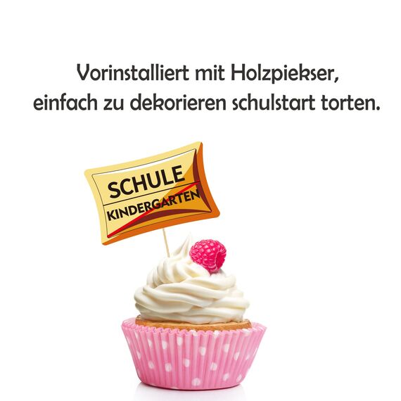 12pcs Einschulung Cupcake Topper Dekorationen für Schulanfang Tortendeko Schuleinführung Kuchen Dekorationen Fondant Muffins Zucker, für Junge Mädchen 1. Schultag Schulanfang Party Deko (Bunt)