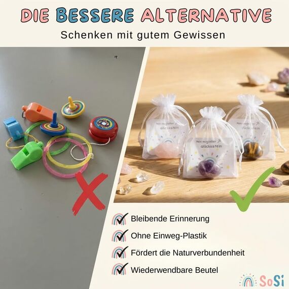 SoSi 5 Glückssteine, 2-3cm, Mitgebselstein, Mitbringsel, Give Away, Glücksbringer, Kindergeburtstag, Gastgeschenk, Kindergarten, Taufe, Kommunion, Einschulung