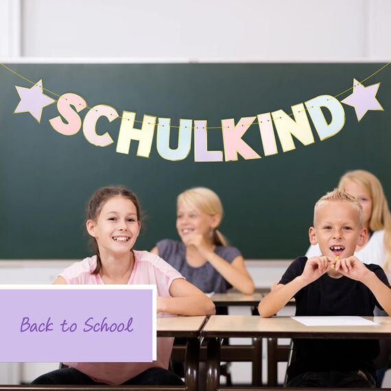 BETESSIN Schulkind Girlande Pastell Deko Einschulung Mädchen Schulanfang Banner Hänge Deko für Schuleinführung Junge und Mädchen Einschulungsfeier Schulstart 1. Schultag