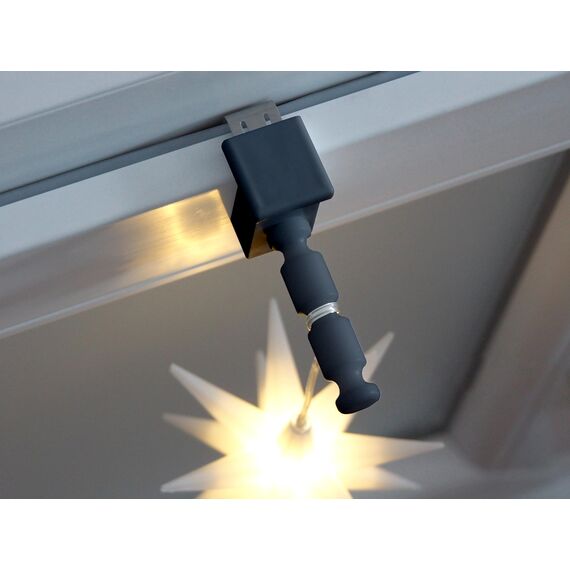 dekohaken24.de 4x Fensterhaken/Dekohaken mit Distanzhalter - ideal für Fenster- oder Weihnachstdekoration, Klemmbereich 10-27 mm (anthrazit, M)