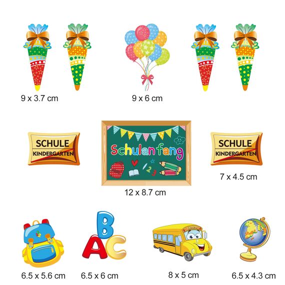 12pcs Einschulung Cupcake Topper Dekorationen für Schulanfang Tortendeko Schuleinführung Kuchen Dekorationen Fondant Muffins Zucker, für Junge Mädchen 1. Schultag Schulanfang Party Deko (Bunt)