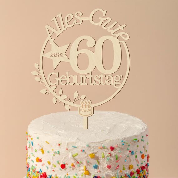 Giftota Cake Topper 95. Geburtstag Holz Mit LED Lichterkette - Deko Und Tortendeko - Kuchen Deko für Frauen Und Männer